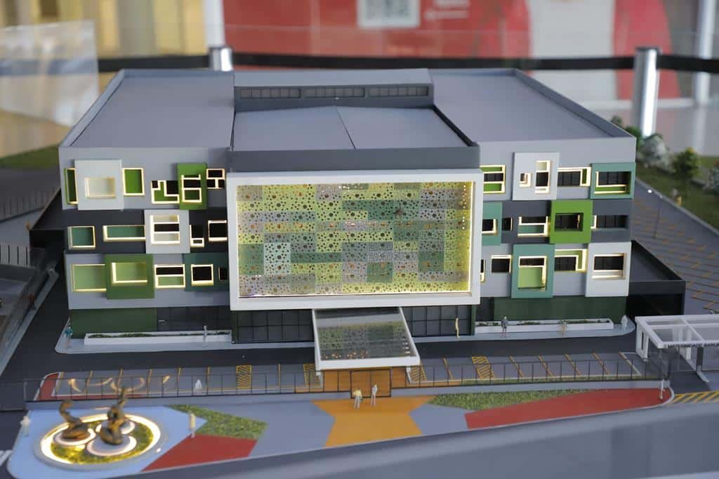 Projeção 3D da nova maternidade municipal de Barueri na Avenida Sebastião Davino dos Reis