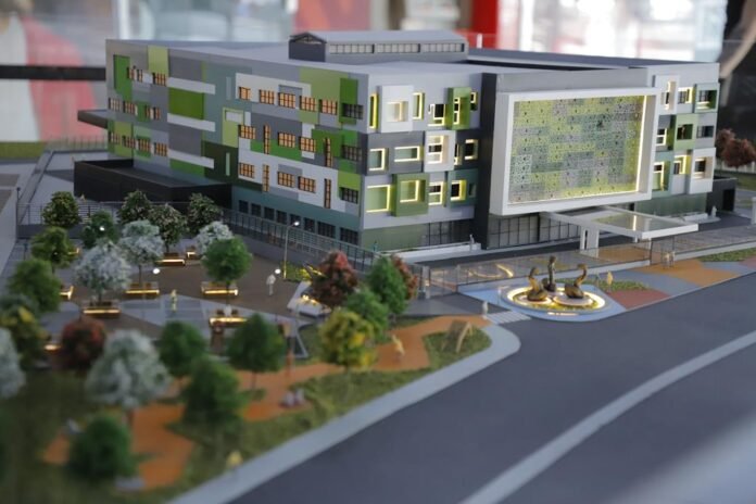 Projeção 3D da nova maternidade municipal de Barueri na Avenida Sebastião Davino dos Reis 1