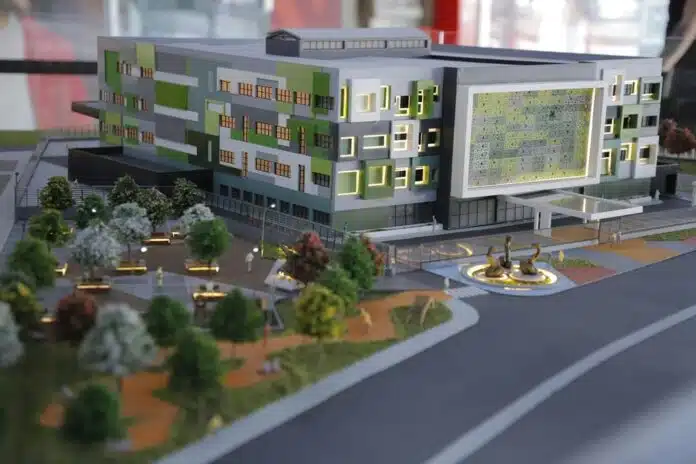 Projeção 3D da nova maternidade municipal de Barueri na Avenida Sebastião Davino dos Reis 1